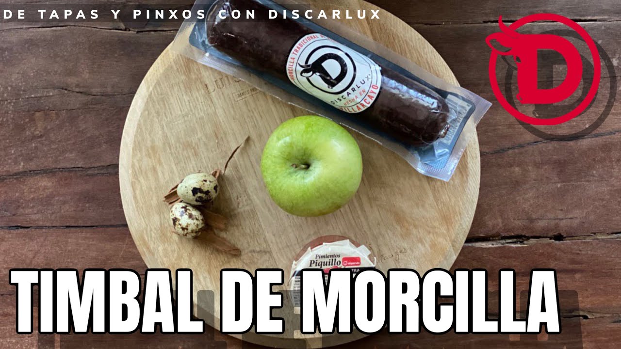 TAPA RAPIDA Y FACIL DE MORCILLA, MANZANA, PIMIENTO DE PIQUILLO Y HUEVO DE CODORNIZ