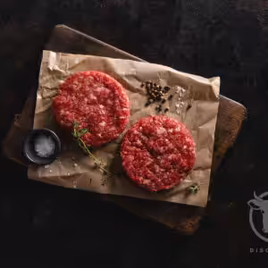 Hamburguesas de vaca artesana (2 x 180grs.) 360 grs. (Burger meat) + pan brioche (2 x 60gr)